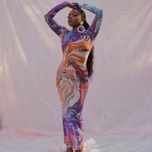 Kai Collective Purple Gaia Mesh Dress